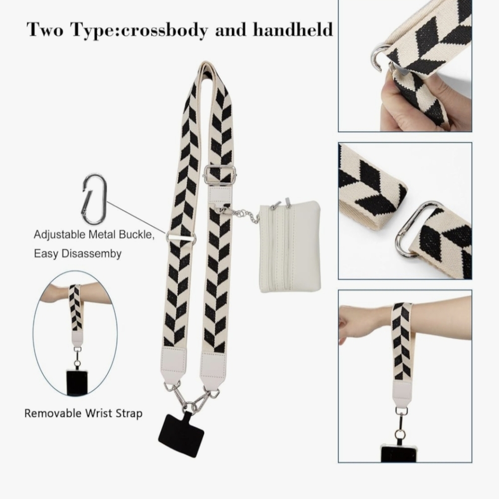 Stylish Cream Crossbody Bag with Black Strap - Picture 2 of 6